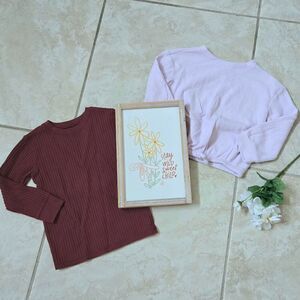 Girls 2-piece ribbed, pull-over, long-sleeve shirt